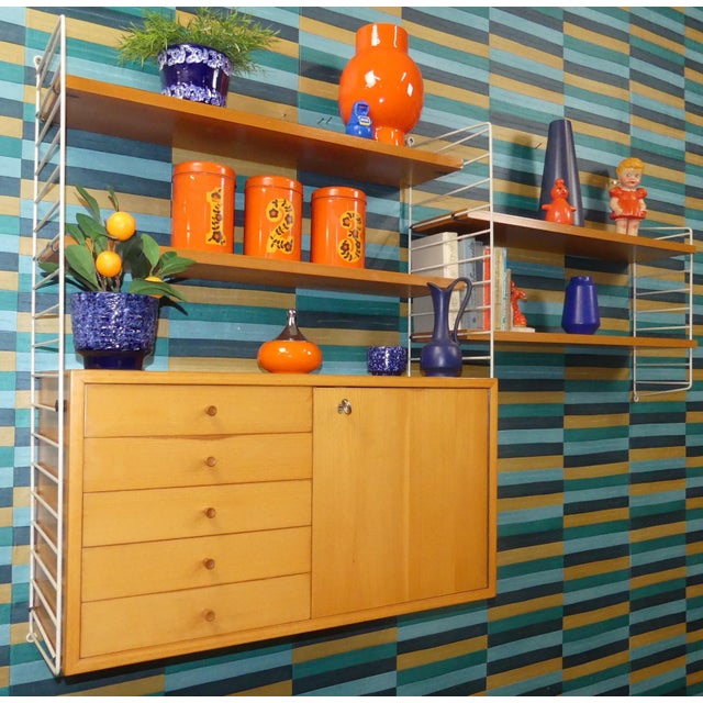1960s Swedish String Shelving Unit with Drawers in Elm by Nisse Strinning for String, 1950s For Sale - Image 5 of 18