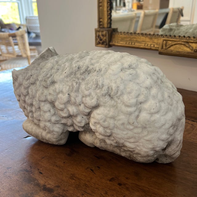 Late 19th Century Antique Hand Carved Marble Sheep Sculpture For Sale - Image 5 of 6