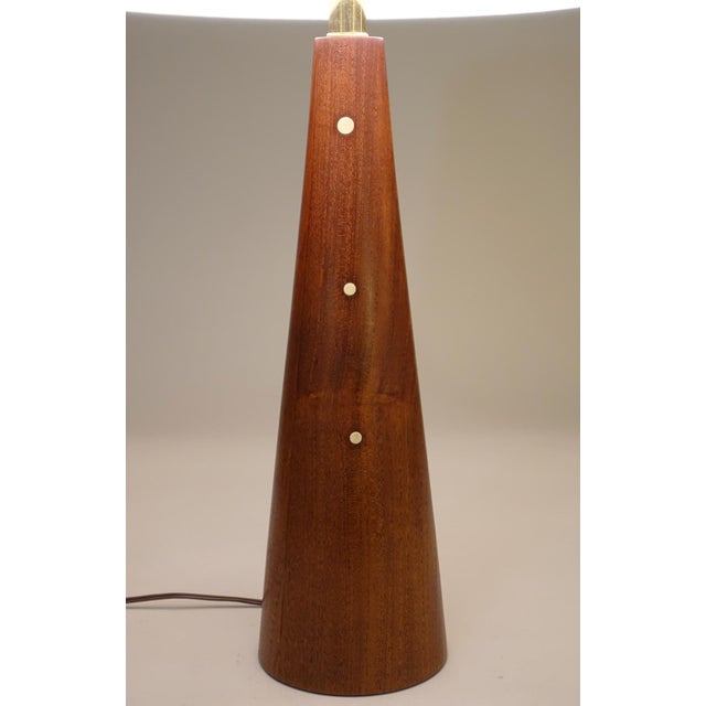 Modern Mid Modern Miller Turned Solid Walnut Cone Table Lamp Marshall Martz Studio 1950 For Sale - Image 3 of 11