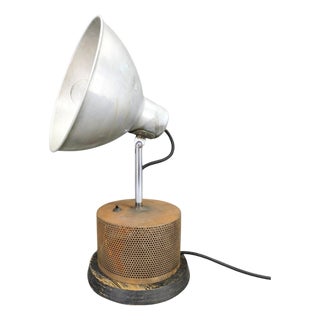 Industrial Table Lamp in Aluminium and Metal, Former Czechoslovakia, 1940s For Sale