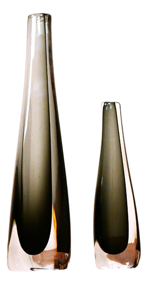 Swedish Handblown Artglass Vases by Nils Landberg for Orrefors, 1950s, Set of 2
