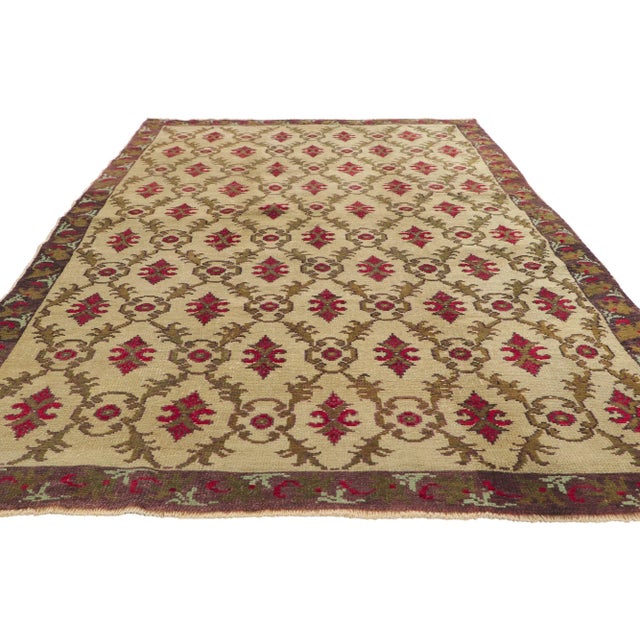 Jacobean Vintage Turkish Oushak Rug, 04'11 X 08'03 For Sale - Image 3 of 10