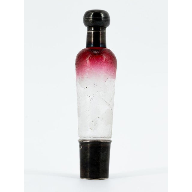 Art Nouveau Nancy Perfume Bottle in Polychrome Etched Glass with Full Silver Mount from Daum, 1890s For Sale - Image 11 of 11