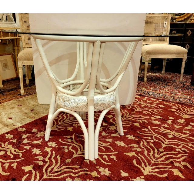 White Wicker Dining Table Set With Four Armchairs Chairish