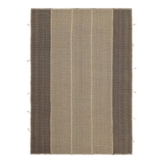 Rug & Kilim’s Contemporary Kilim With Textural Beige and Brown Stripes For Sale