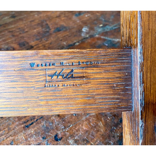 Wood 1990s Warren Hile Studio Mission Oak Leather Ottoman or Bench For Sale - Image 7 of 9