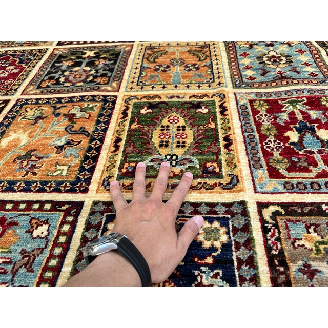 2000 - 2009 Hand-Knotted Afghan Bakhtiari Panel Garden Wool Area Rug - 8'1" X 11'5" For Sale - Image 5 of 16