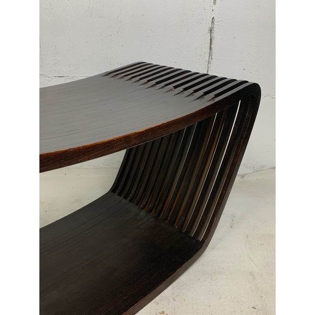 Vintage Dutch Slatted Wooden Wavy Curvy Coffee Table, 1970s For Sale - Image 12 of 15