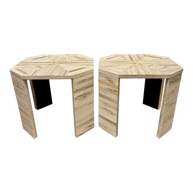 Pair of Rare Karl Springer Bone Side Tables For Sale