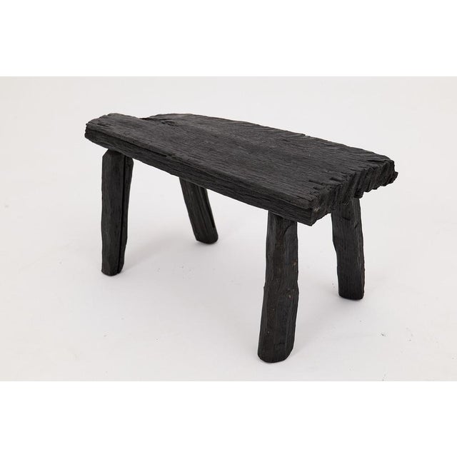 Rustic Blackened Wood Stool by Logniture For Sale - Image 11 of 17