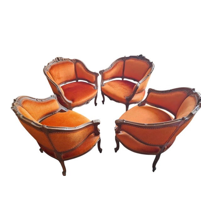 Wood Vintage Baroque-Style Armchairs, 1940, Set of 4 For Sale - Image 7 of 15