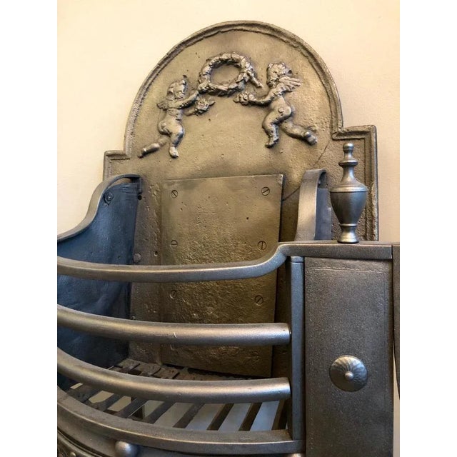 Black Antique Georgian Style Burnished Steel and Wrought Iron Fire Grate For Sale - Image 8 of 12