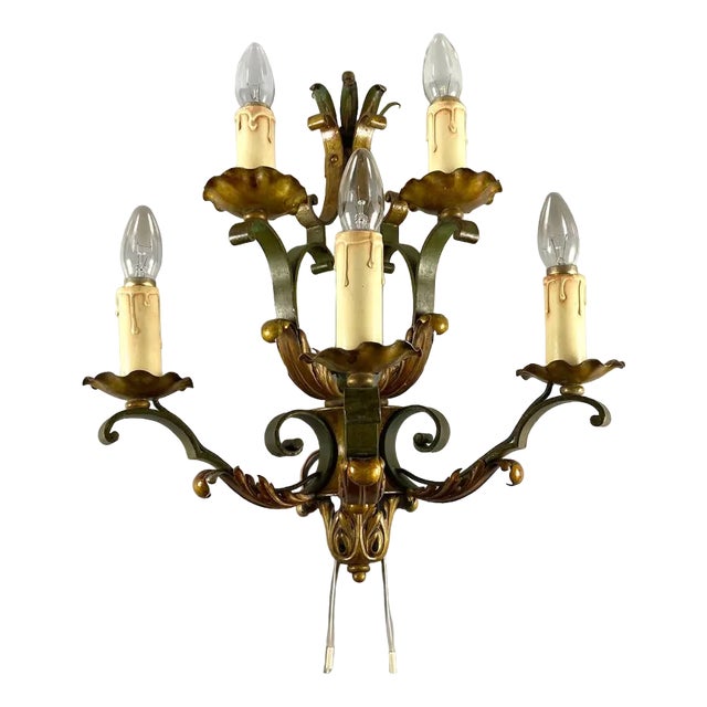 Vintage Wall Sconce in Metal For Sale