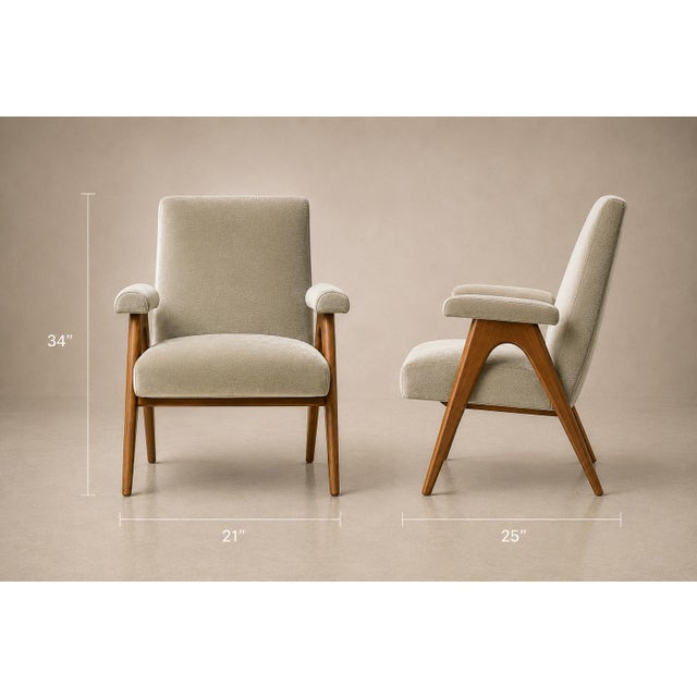 Mid-Century Modern Brazilian Modern Armchair in Sage-Greige Mohair and Hardwood, Brazil, 1950s For Sale - Image 3 of 14