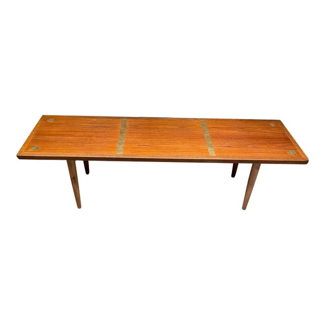 1960s Frem Røjle Long Coffee Table Teakwood Embellished Design Denmark For Sale