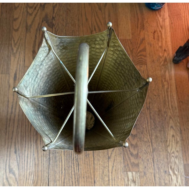 1950s Mid 20th Century Hammered Brass Umbrella Stand For Sale - Image 5 of 7