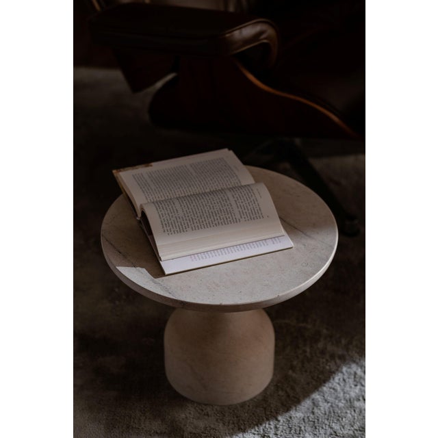 Peso Minimalist Round Side Table in Limestone by Depping & Jørgensen For Sale - Image 9 of 10
