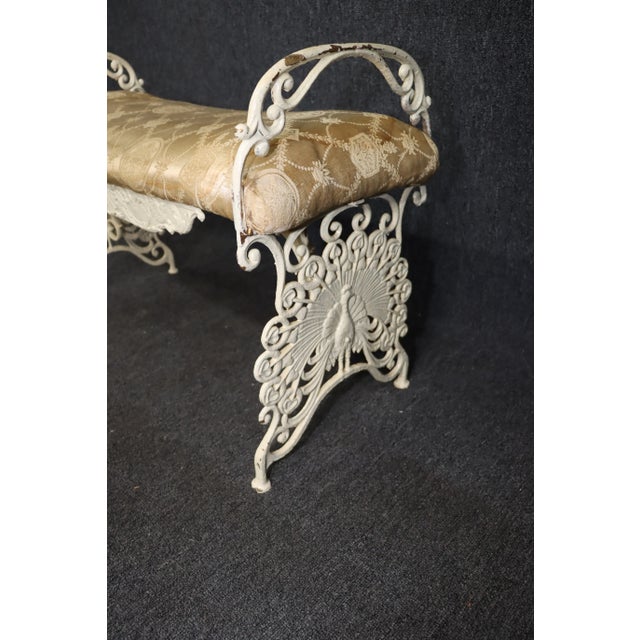 Victorian Peacock Iron Bench For Sale - Image 4 of 7