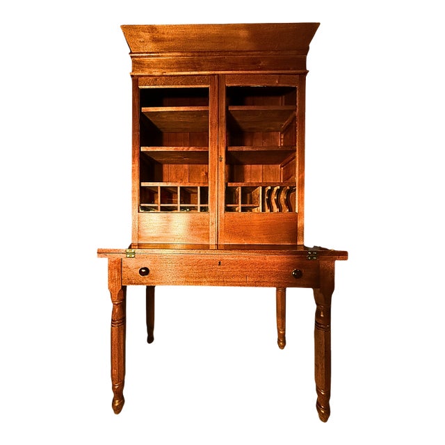 Antique Desk W/Bookcase in Solid Cherrywood Circa 1830 For Sale
