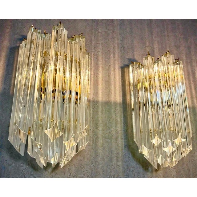 Vintage Crystal Wall Lamps by Paolo Venini for Novaresi, 1950s, Set of 2 For Sale - Image 3 of 6