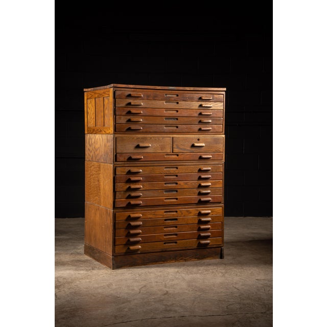 Industrial Antique Four Section Flat File by Hamilton For Sale - Image 4 of 12