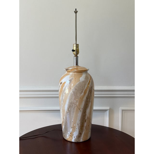 Mid -Century Modern Hand Painted Table Lamps - A Pair For Sale - Image 11 of 15