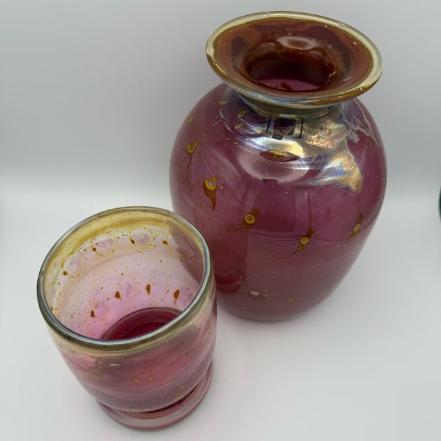 Handmade Iridescent Peacock Glass Vases from Eisch, 1970s, Set of 2 For Sale - Image 4 of 15