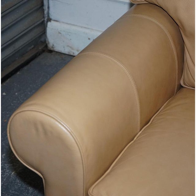 Latte Brown Leather Two Seater Sofa by Multiyork England For Sale - Image 6 of 18