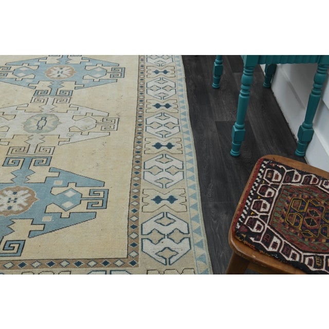 1970s Vintage Turkish Handmade Wool & Cotton Orange Area Rug For Sale - Image 4 of 11