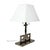 A pair of vintage Greek key chrome table lamps from Visual Comfort. Each chrome lamp shines and features a modern...