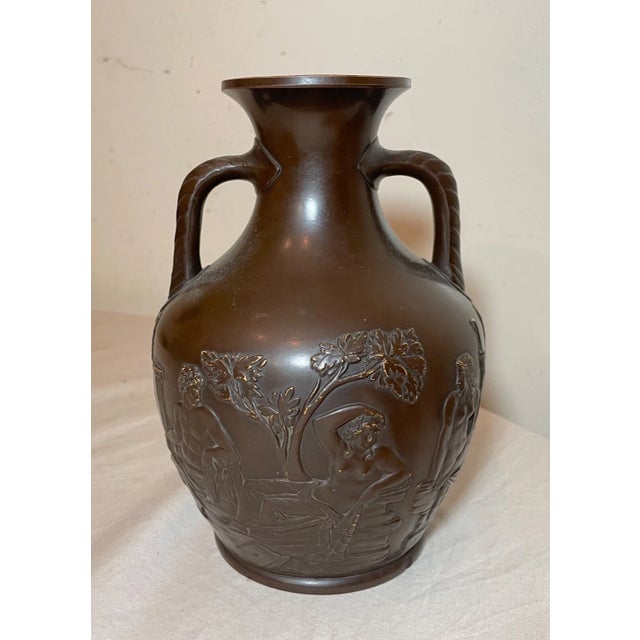 Mediterranean Antique 1800 Bing & Grondahl Bronze Patinated Figural Terracotta Pottery Vase 49 For Sale - Image 3 of 18