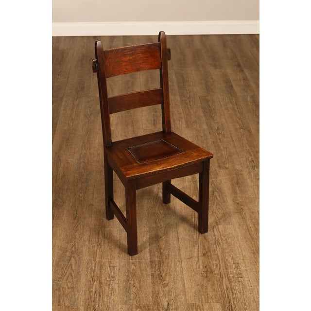 High Quality Gustav Stickley Dining Chair In The Rabbit Ear Form #1291 Design Featuring A Solid Wood Frame With...