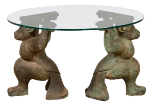 Midcentury Bronze Double Monkey Coffee Table Base with Verde Patina