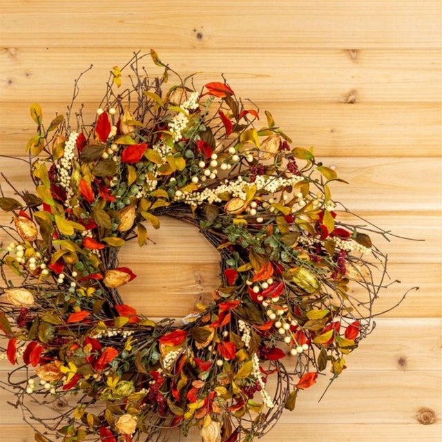 Kenneth Ludwig Chicago Cape Gooseberry Wreath 20"D For Sale - Image 4 of 4