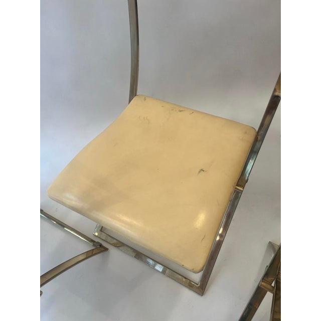 Vintage Luisa Folding Chairs in Leather and Brass by Marcello Cuneo for Mobel Italia, 1970, Set of 6 For Sale - Image 14 of 18