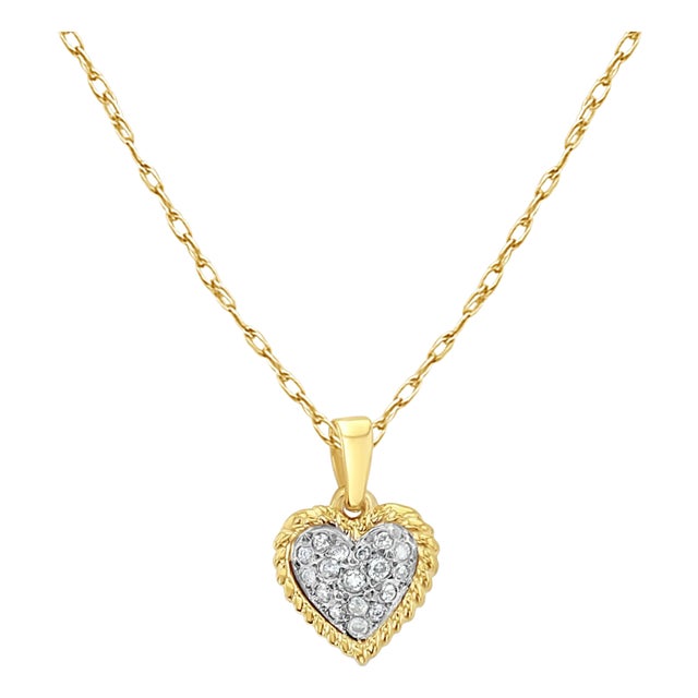 Small Diamond Pave Diamond Necklace .50cttw 14k Two-Toned Gold 16" For Sale