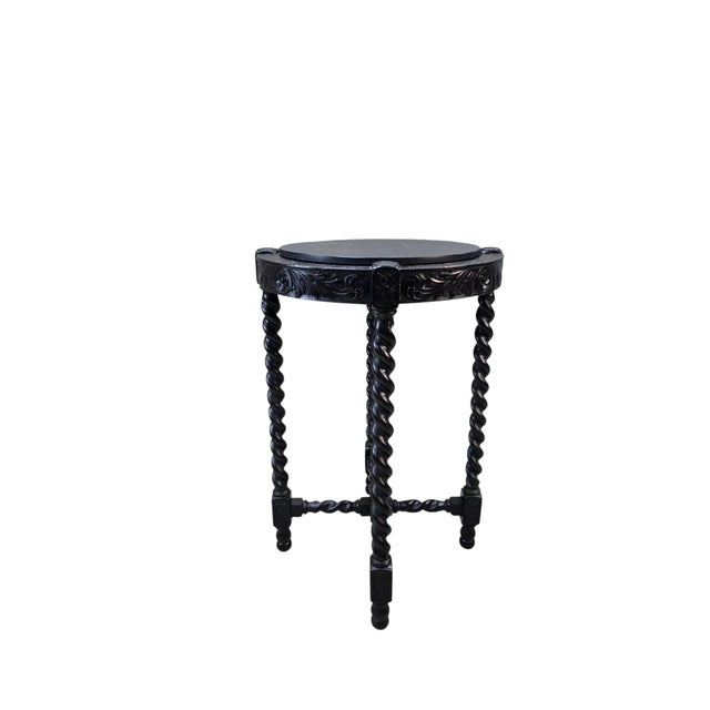 Antique Jacobean Revival Barley Twist Occasional Table with Reversible Slate &amp; Cane Top An exceptional Jacobean...