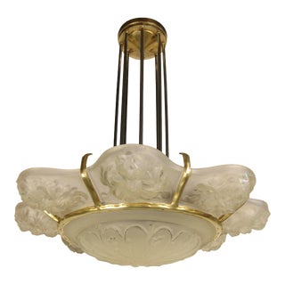 French Art Deco Chandelier Signed Marius-Ernest Sabino For Sale