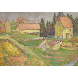 Charles L'Eplattenier, Village, 1910, Oil on Wood