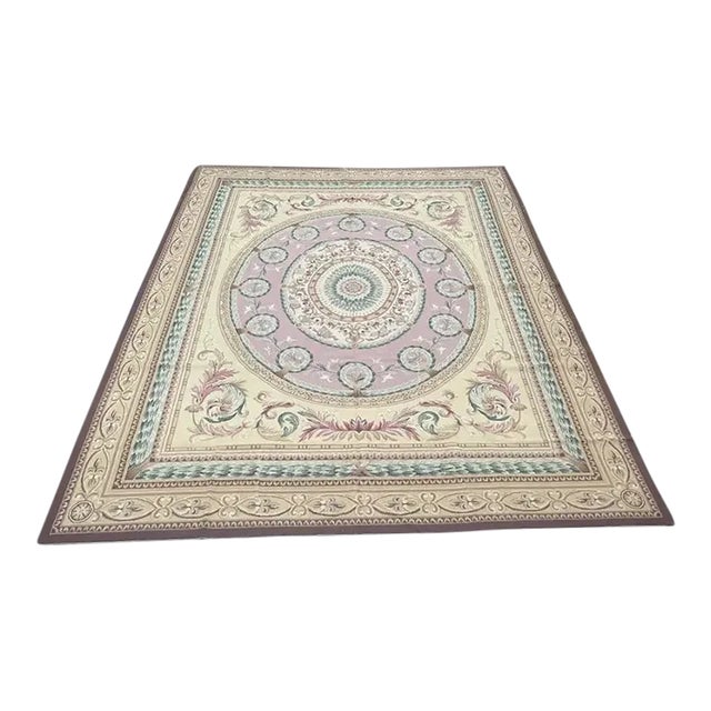 Handwoven French Style Needlepoint Rug 7'9" X 9'4" For Sale