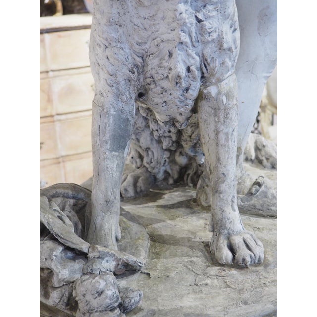 Signed Antique French Plaster Sculpture, a Renaissance Boy and His Dog, C. 1880 For Sale - Image 17 of 18