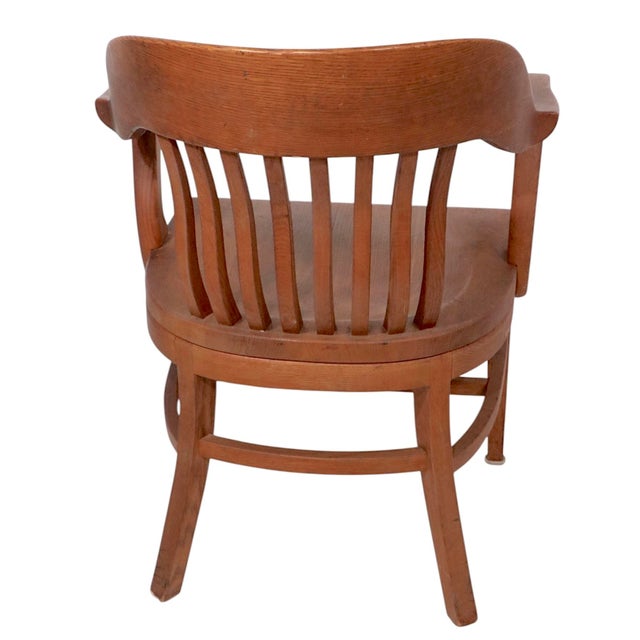 Brown Mid 20th Century Oak Bank of England Jury Desk Office Chair by Gunlocke For Sale - Image 8 of 12