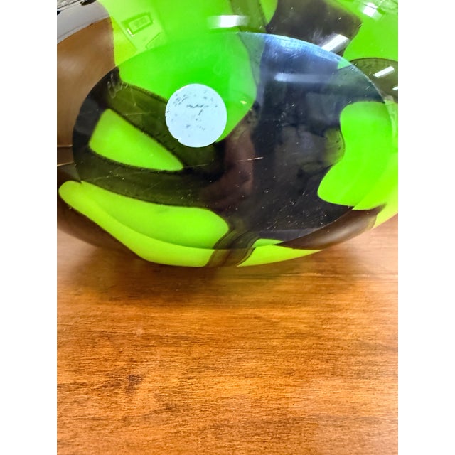 Green Chip Scarborough Green Art Glass Vase 14" Tall Signed on Bottom For Sale - Image 8 of 8