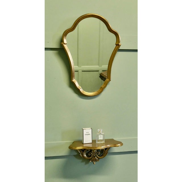 Glass French Gilt Console Mirror with Matching Shelf, 1970, Set of 2 For Sale - Image 7 of 8