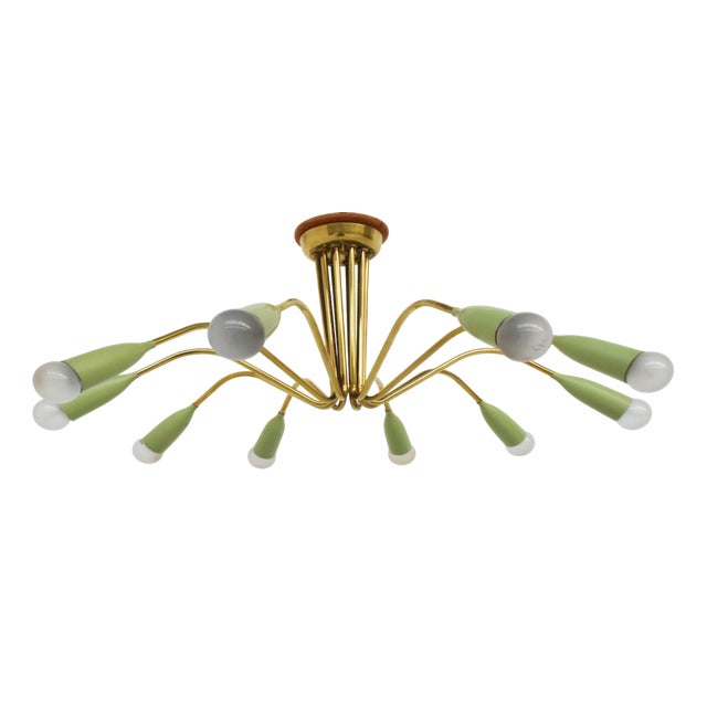10-Armed Ceiling Light by Prof. D. Moor for Bag Turgi, Switzerland, 1960s For Sale