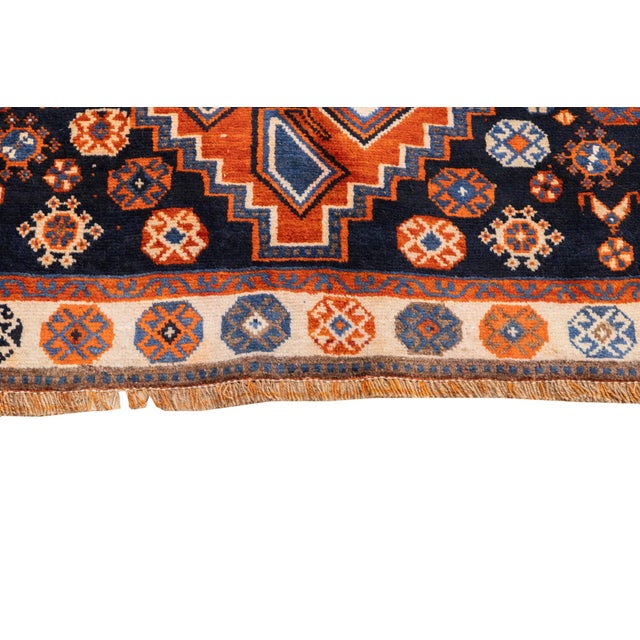 Antique Hand-Knotted Persian Qashqai Rug 4'9" X 8'2" For Sale - Image 9 of 15