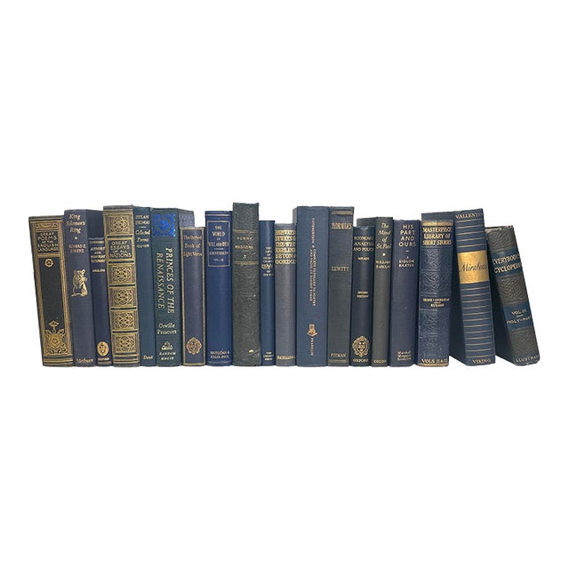 Decorative Books - Vintage Navy Books - Blue Books by the Foot For Sale