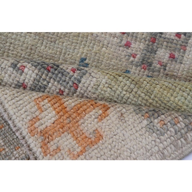 Reproduction Turkish Oushak Rug With Multicolor Geometric Patterns 2'8" X 4'3" For Sale - Image 10 of 10