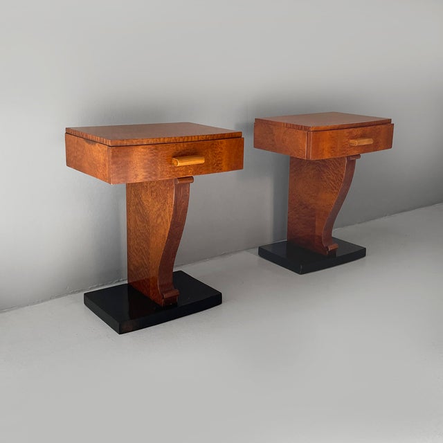 Italian Art Deco Bedside Tables in Wood, 1930s, Set of 2 For Sale - Image 15 of 15