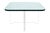 A striking example of mid-century modern design, this dining table features a thick beveled glass top resting on a...